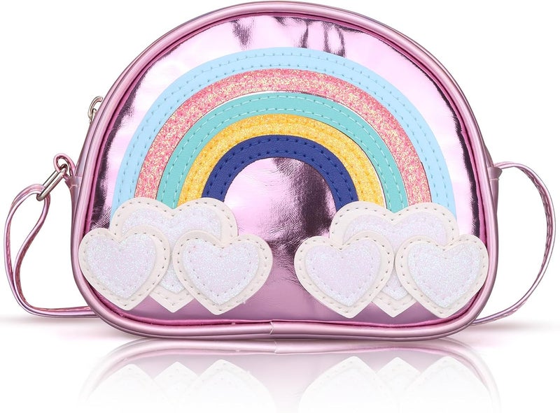 Dksyee Cute Leather Rainbow Crossbody Bag for Little Girls - Image 1